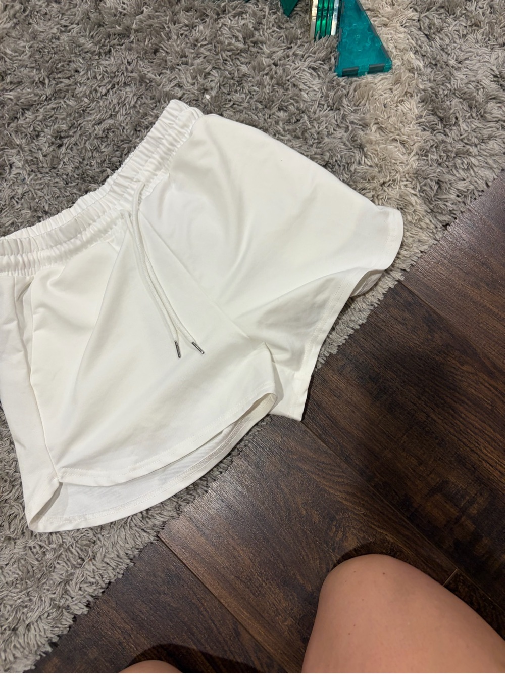 SHEIN White Elastic Waist Layered Athletic Shorts